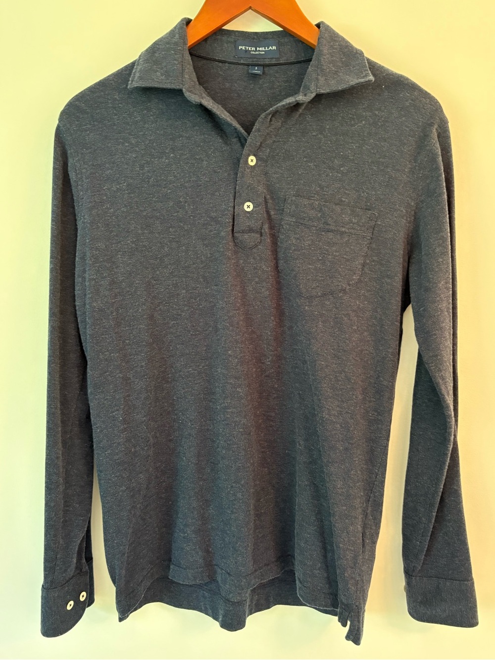Peter Millar Collection Cashmere Blend Long Sleeve Navy Polo Shirt